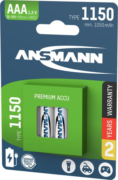 Produktbild Ansmann NiMH Akku Micro AAA Typ 1150 (min. 1050 mAh) (4 Stk., AAA, 1050 mAh)