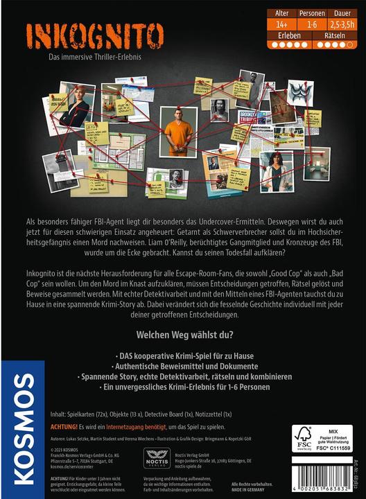 Image du produit Kosmos Masters of Crime - Incognito (Allemand)