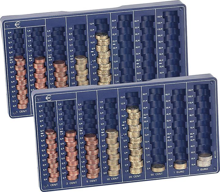 Pearl 2er-Set Euro-Münzbretter für alle Euro- und Cent-Münzen (Münzzähler)