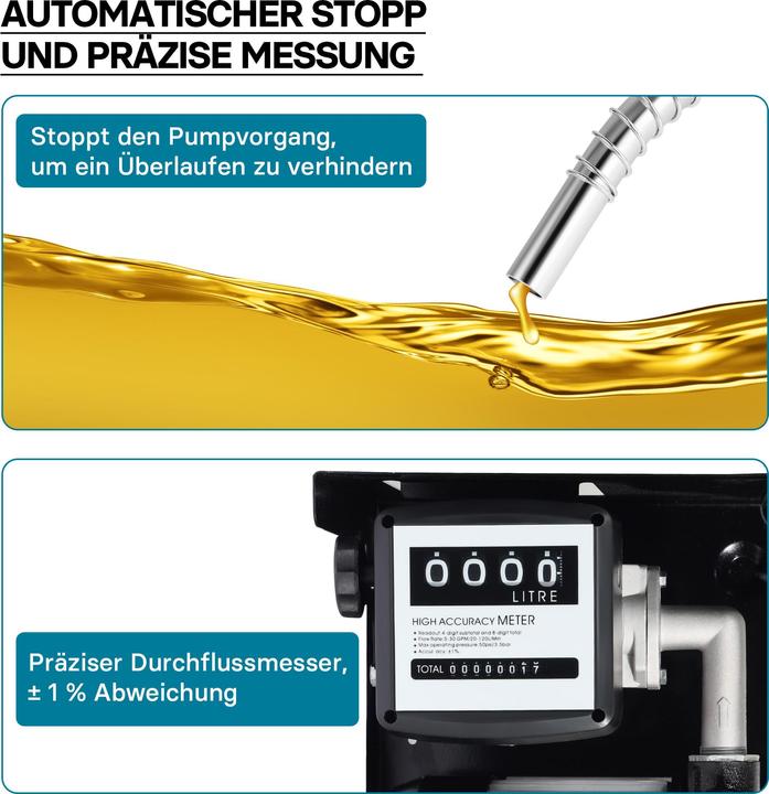 Actual product image Wiltec Heizöl- und Dieselpumpe 230V/550W 50l/min selbstansaugend Pumpe Pistole