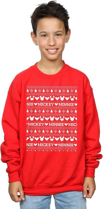 Actual product image Disney Boys Mickey And Minnie Christmas Fair Isle Sweatshirt (128)