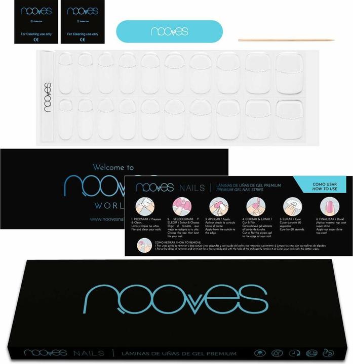 Immagine prodotto Nooves NAILS Premium Gel Foils precaricati French LUXE Trasparente Qualità Salon Lunga Lasti (Essiccatore smalto per unghie)