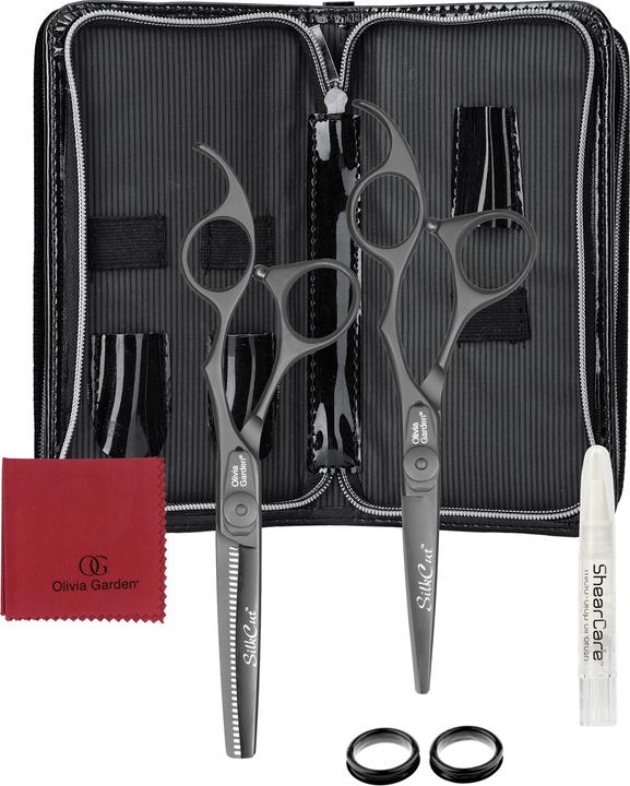 Olivia Garden SilkCut 2er-Set Matt Black 5,75'+ Effilierschere EUR (14.61 cm)