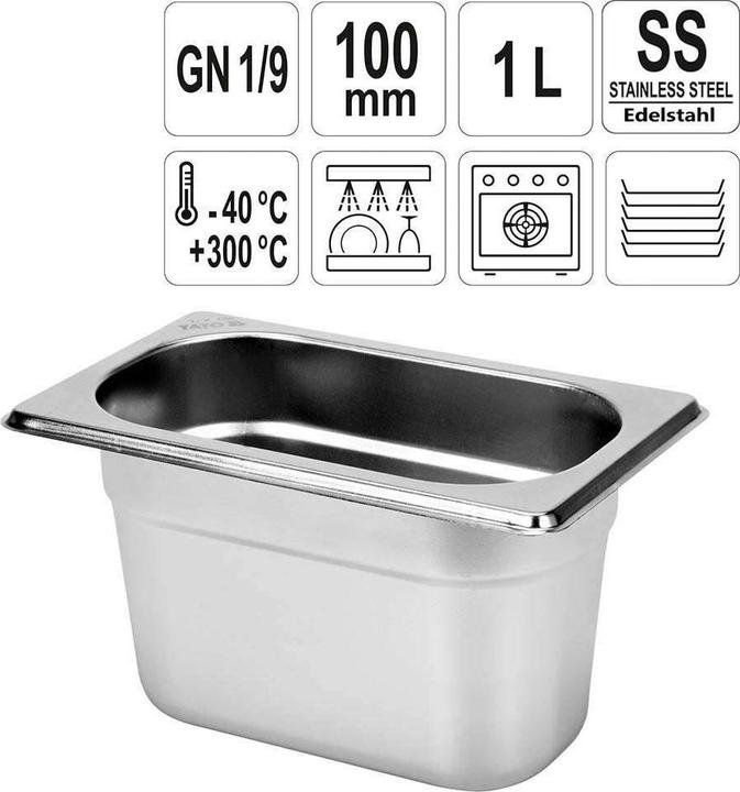 Yato Gastronorm Container Stainless Steel 1/9 100mm (GN 1/9, 1 l)