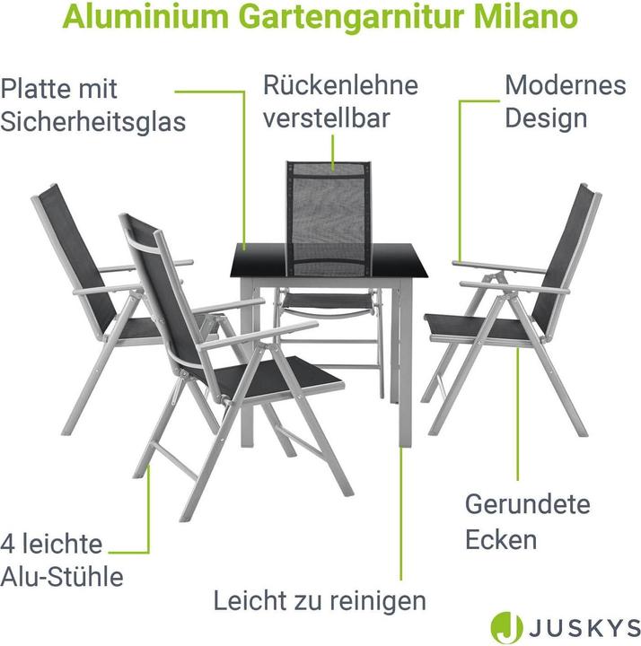 Produktbild Juskys Gartengarnitur Milano (80 cm)
