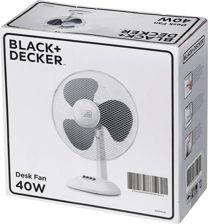 Immagine prodotto Black & Decker Black+Decker BXEFD42E Ventilatore da tavolo BXDF42E, 40, plastica bianca (54 dB)