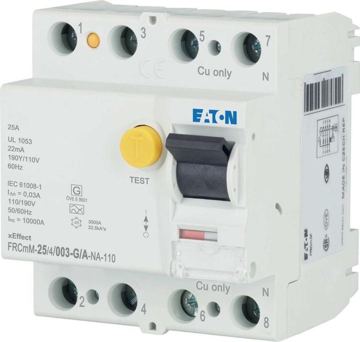Actual product image Eaton MOE FRCMM-25/4/003-G/A-NA-110 RCD switch, 25A, 4pin, 30mA