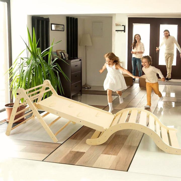 Produktbild Hermex 3-tlg. Holzklettergerüst Indoor-Kletterdreieck Schaukel Kletterbogen