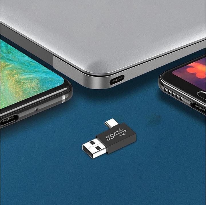 Actual product image PowerGuard USB-A to USB-C 90 degree right angle adapter