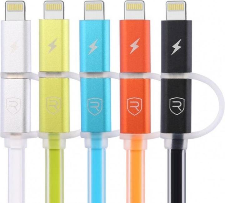 Actual product image Remax Aurora Dualport Lightning & MicroUSB Flat Cable (USB 3.2 Gen 1)