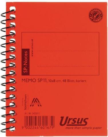 Image du produit Ursus Bloc-notes à spirale latérale SP11 quadrillé 10x8cm 48feuilles (Quadrillé)
