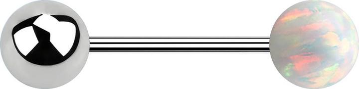 Image du produit Star Piercing Micro Barbell argent avec boule et boule opale blanche (sans laiton, Acier chirurgical 316L)