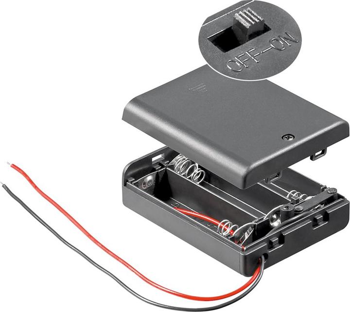 Actual product image AccuCell Battery holder for 3 pieces Mignon AA LR6 batteries 4.5 volt with cable and plug