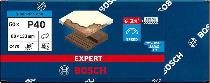 Immagine prodotto Bosch Professional Zubehör 2608901660 Carta abrasiva per levigatrice orbitale grana 40 L x L 133 mm 80 50 (G40)
