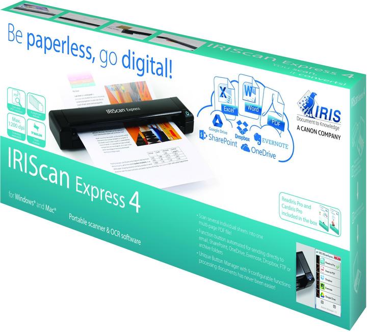 Immagine prodotto Iris Scanner a fogli per documenti Express 4 458510 (A4, USB, cavo USB) (USB)
