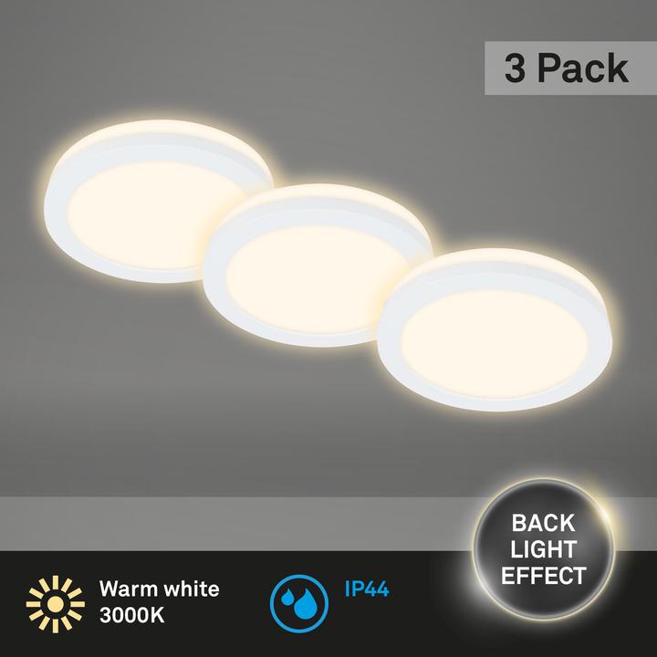Actual product image Briloner LED recessed lights, set of 3, white, 3xLED board/3W (350 lm)