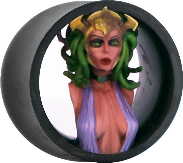 Produktbild Star Piercing Flared Tunnel schwarz Medusa links (Harz, ohne Messing)