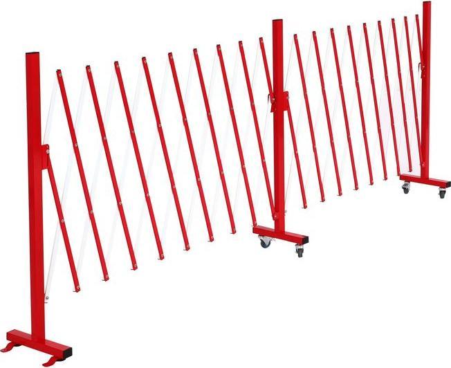 Actual product image Mendler Aluminium barrier grille HWC-B34, with castors, extendable 110x60-500cm - red-white
