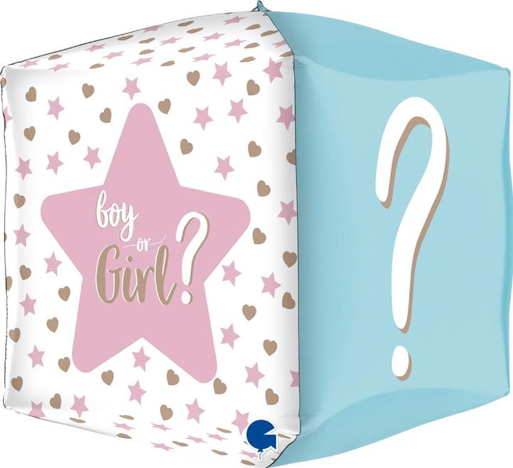 Produktbild Grabo Balloons Quadratischer Alu-Ballon - Gender Reveal Boy or Girl? (38cm)