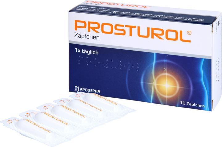 Produktbild Apogepha PROSTUROL Zäpfchen bei Prostatitis und gutartiger Prostatavergrösserung, 10 St. Zäpfchen (Intimwaschlotion)