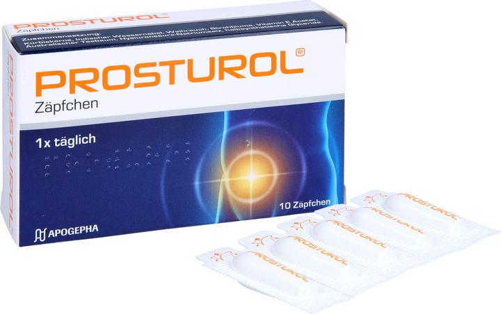 Produktbild Apogepha PROSTUROL Zäpfchen bei Prostatitis und gutartiger Prostatavergrösserung, 10 St. Zäpfchen (Intimwaschlotion)