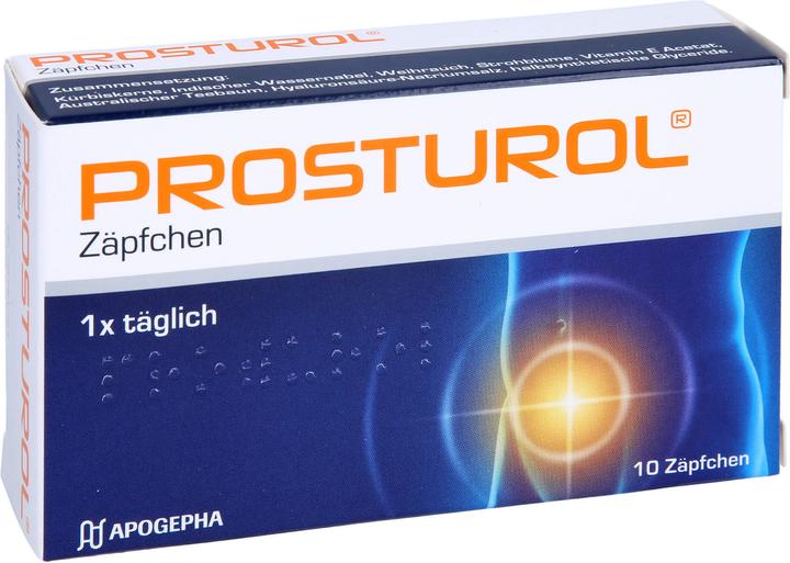 Produktbild Apogepha PROSTUROL Zäpfchen bei Prostatitis und gutartiger Prostatavergrösserung, 10 St. Zäpfchen (Intimwaschlotion)