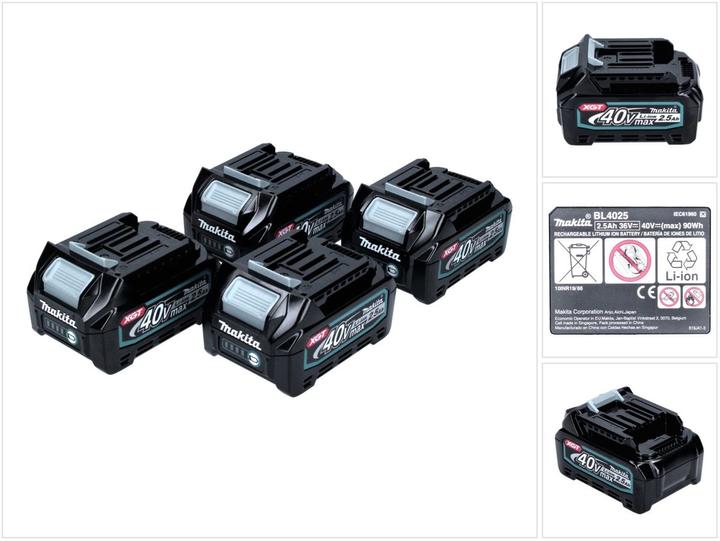 Makita Akku Set 40 V mit 4x BL 4025 2,5 Ah ( 4x 191B36-3 ) XGT Li-Ion Akku IP64 Schutzklasse mit LED (40 V)