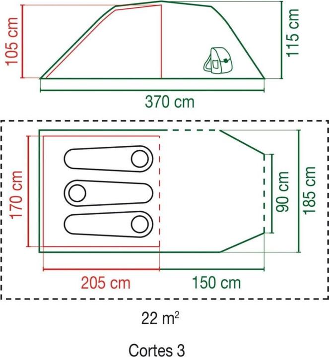 Produktbild Coleman Cortes 3 (Tunnelzelt, 4.10 kg, 3 Personen)