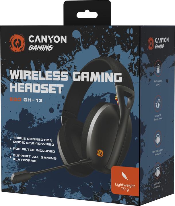 Produktbild Canyon GH-13, Ego gaming headset, Bluetooth/Wireless/Wired, USB-C charging, 7.1 surround sound (Kabellos)