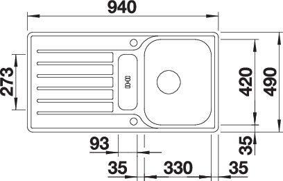 Actual product image Blanco Lantos 5 S-IF (Fitted sink, 49 cm, 94 cm)