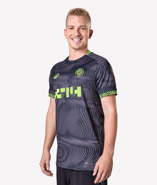 Actual product image Kipsta Damen/Herren Fussball Trikot kurzarm - VIRALTO II Wavy schwarz/neongelb (S)