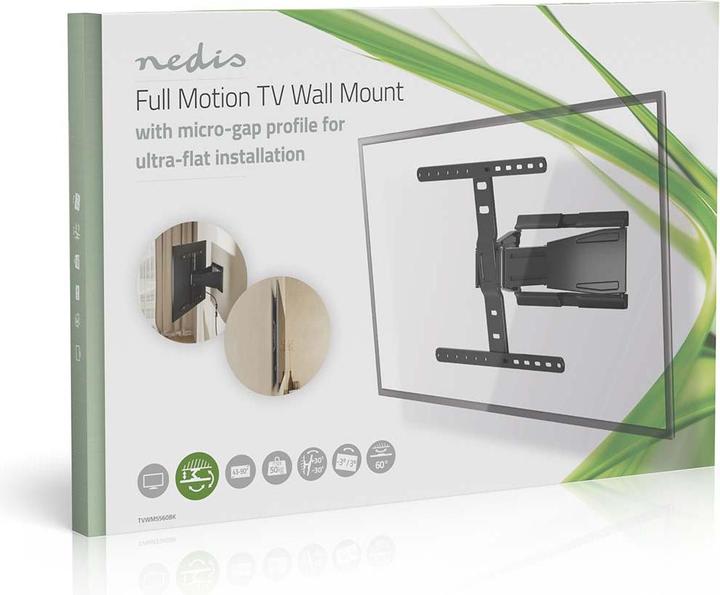 Image du produit Nedis Support TV mural pour 43 à 90 pouces, entièrement mobile, inclinable et pivotant, ABS / acier (Mur, 90", 50 kg)