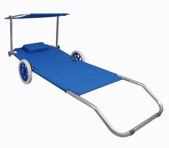 Image du produit VCM Bain de soleil avec roulettes et toit solaire (165 cm)
