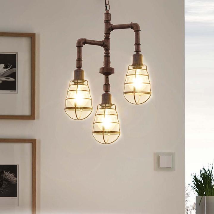 Immagine prodotto Licht-Trend Pipeline Luce a sospensione rustica a 3 pezzi color ruggine (E27)