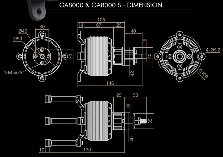 Produktbild Dualsky xmotor ga8000.9s single shaft edition 140 k/v 8000w brushless motor