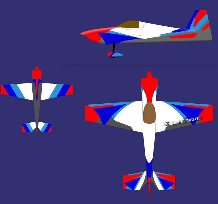 Produktbild Extremeflight-RC laser 60" v2 plus blau/weiss/rot arf mit tragflächen-schnellverschluss