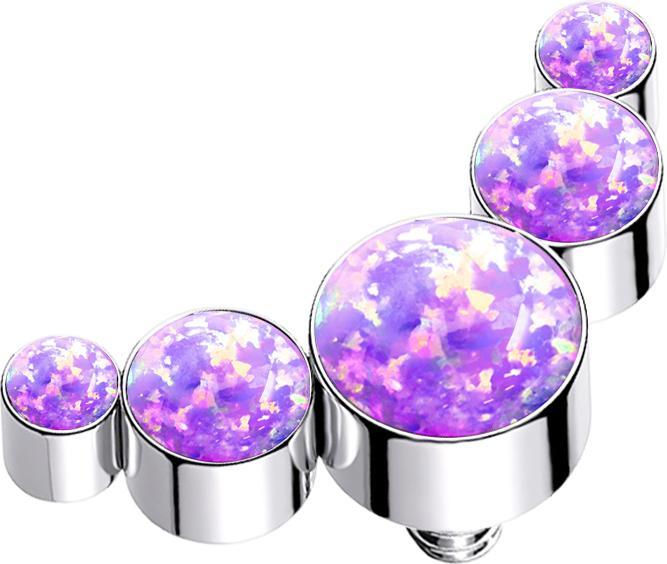 Image du produit Star Piercing Dermal Anchor argent cinq opales violettes (Acier chirurgical 316L)