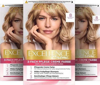 Actual product image L'Oréal Paris Loreal, Excellence -Cream, Hair Dye 8, 1 piece (8 Blonde, 1 pc.)
