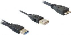 Produktbild Delock Kabel USB 3.0 Y 1x USB 3.0 micro-B St+ USB 2.0-A St 20cm (0.60 m, USB 3.0, 4.50 W)