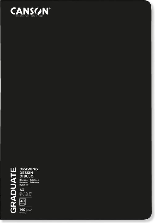 Image du produit Canson Bloc à dessin Graduate Agrafé A3, 20 feuilles (A3, Blanc, Couverture souple)