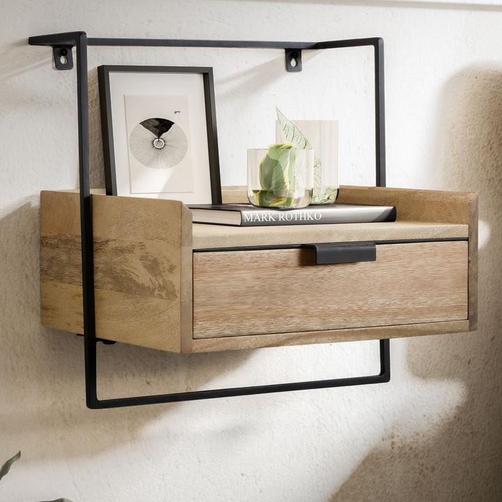 Actual product image FineBuy Bedside table Bedside console 44x45x35 cm solid wood Hanging box spring bed