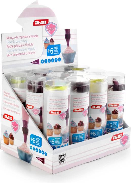 Image du produit Ibili Poche à douille + 6 buses 40 cm Pour décorer facilement les pâtisseries et les gâteaux (Bouteille décorative)