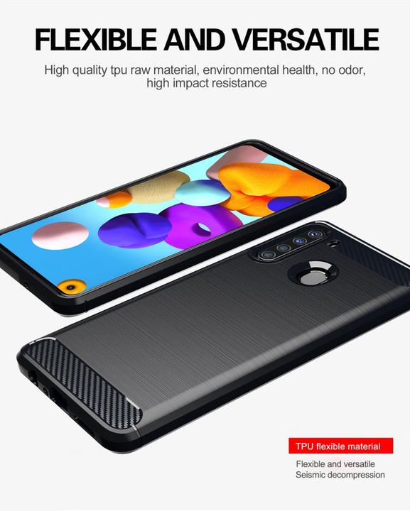 Image du produit Cadorabo TPU Ultra Slim carbon edelstahl Combi Cover (Samsung Galaxy A21)