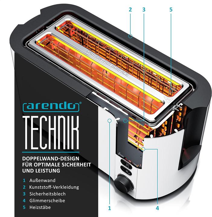 Produktbild Arendo Manha - Langschlitz-Toaster für 4 Scheiben