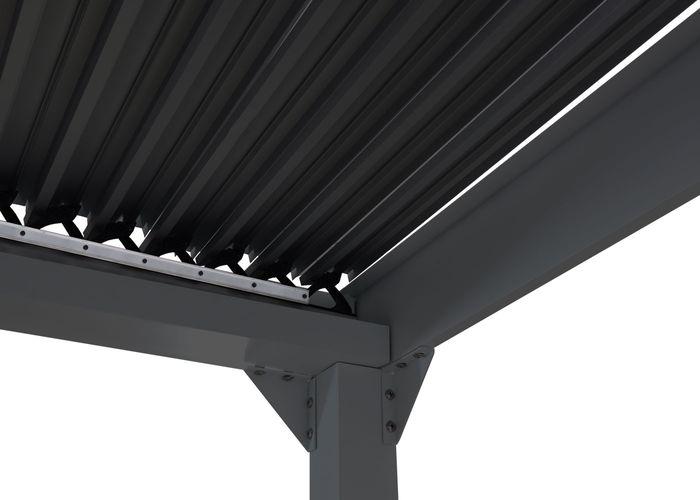 Image du produit Mendler Alu Pergola HWC-L41 mit 2x Seitenwand, stabiles 8cm-Metall-Gestell 3x3,7m, anthrazit (368 cm, 306 cm)