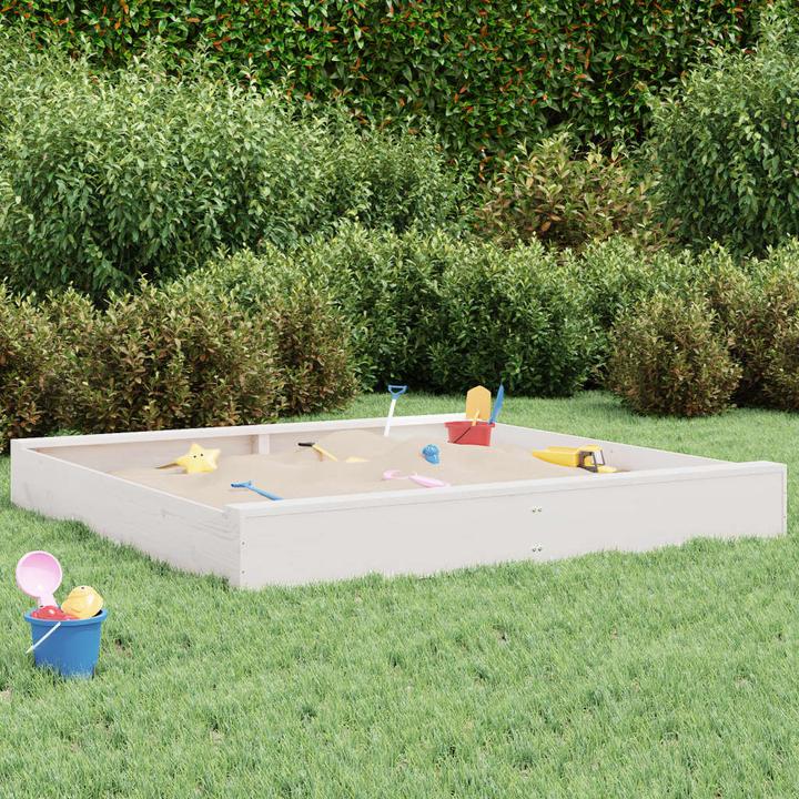 Immagine prodotto VidaXL Sandkasten mit Sitzen Weiss Quadratisch Massivholz