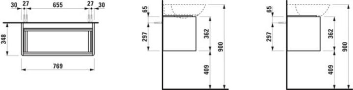 Produktbild Laufen Base für Ino Waschtischunterschrank, 1 Schublade, Griffleiste Aluminium eloxiert, zu WT 8133