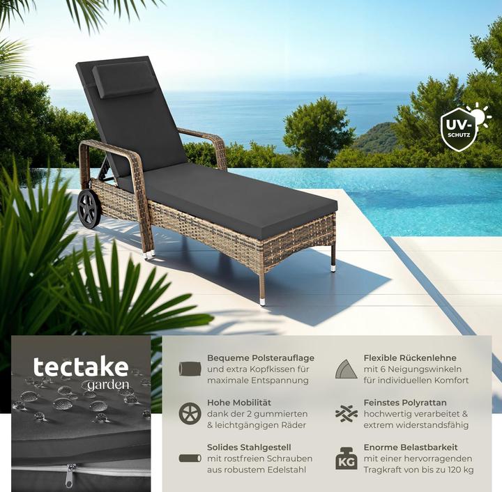Produktbild tectake Sonnenliege (200 cm)