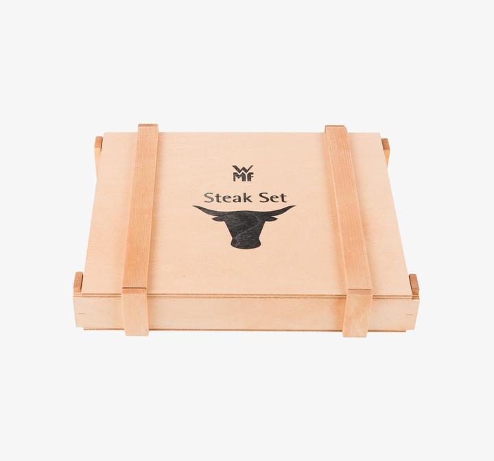 Productafbeelding WMF Steak Mes Set 6st Pizza Mes Ranch Speciaal Lemmet Staal Eikenhout Doosje (6 Stuk, Mes)