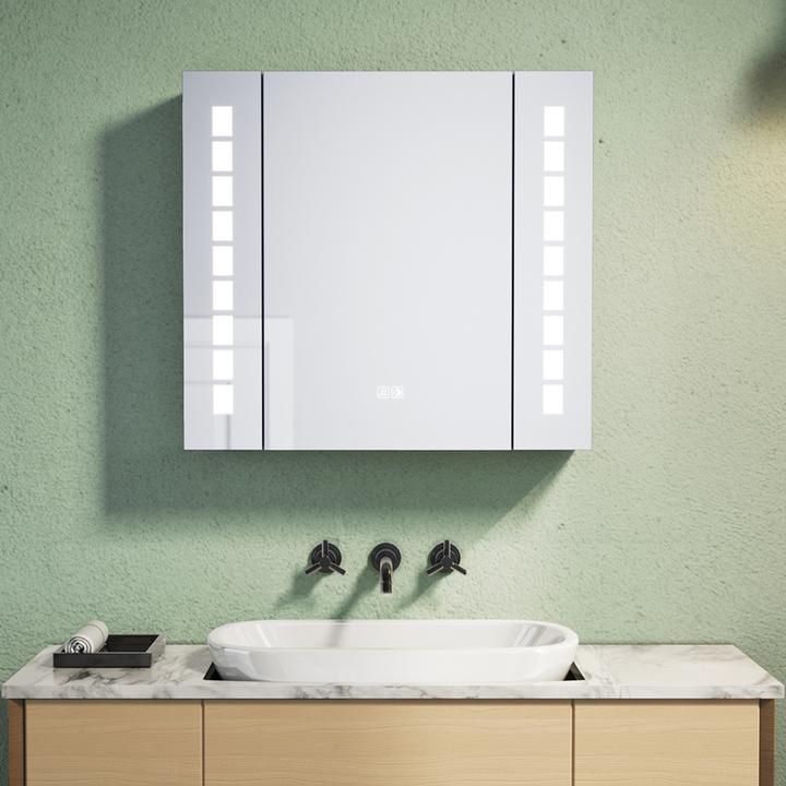Image du produit SONNI LED-Spiegelschrank, Badezimmerspiegelschrank mit Beleuchtung, 60 x 65 cm, beschlagfrei, mit St